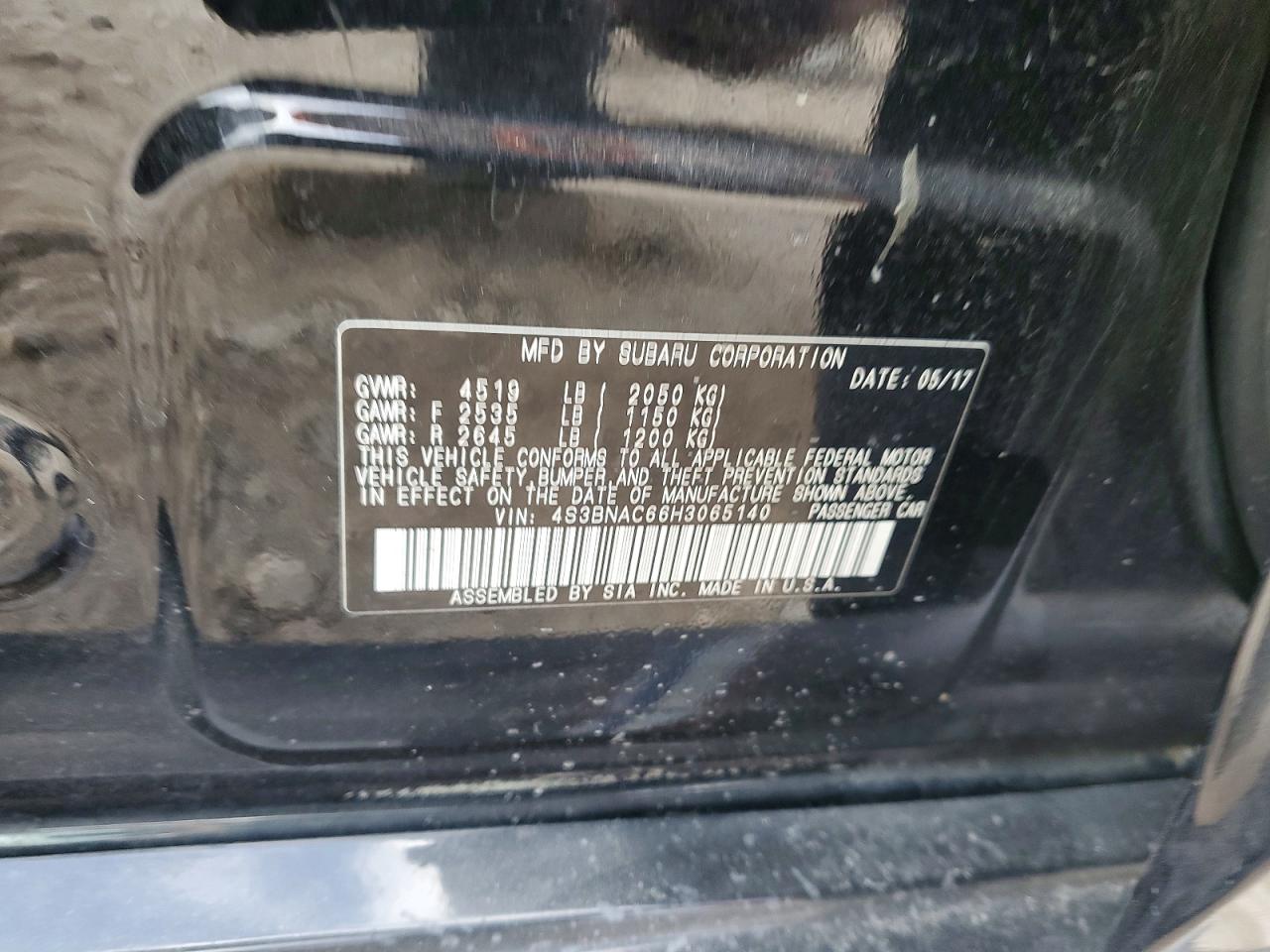 2017 Subaru LEGACY VIN 4S3BNAC66H3065140 photo 12