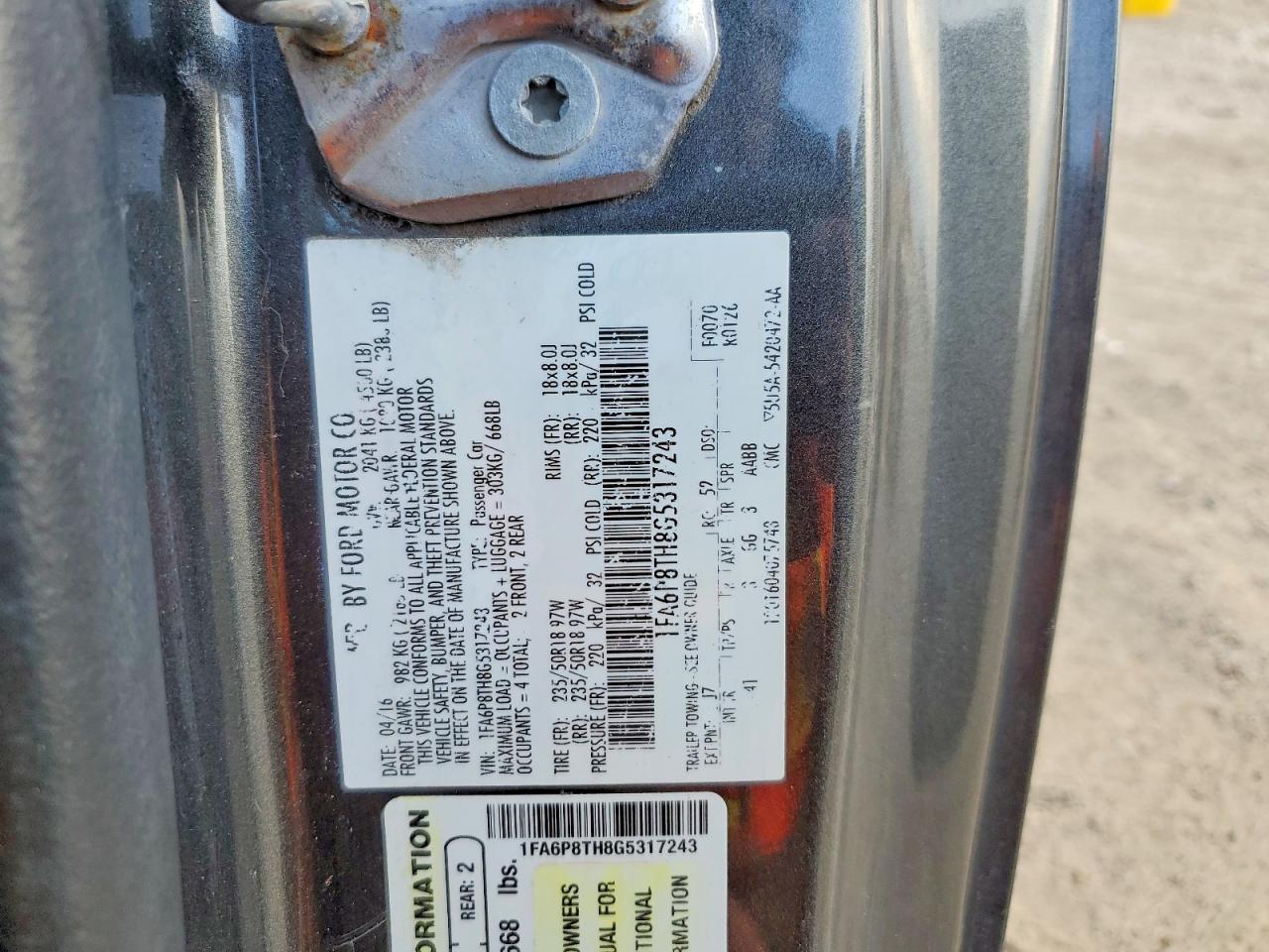 2016 Ford All models VIN 1FA6P8TH8G5317243 photo 12