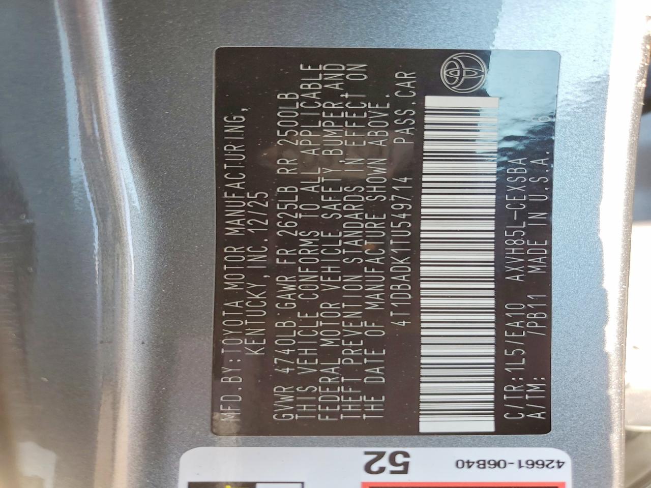 2026 Toyota Camry VIN 4T1DBADK1TU549714 photo 12