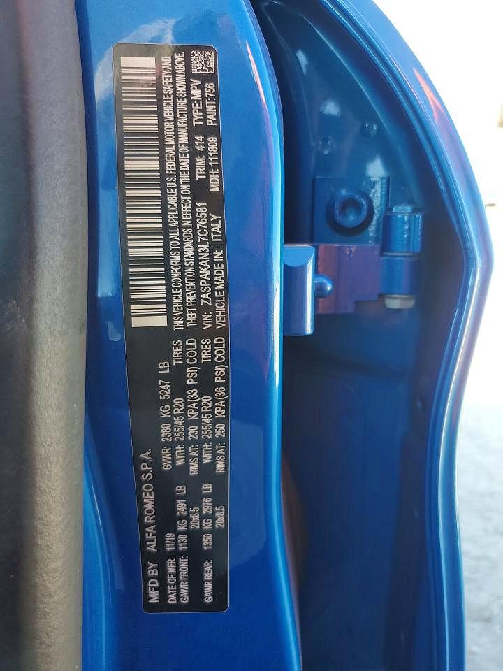 2020 Alfa Stelvio VIN ZASPAKAN3L7C76581 photo 12