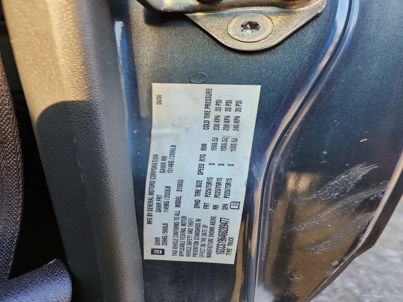 2006 CHEV Colorado VIN 1GCCS196468289477 photo 12