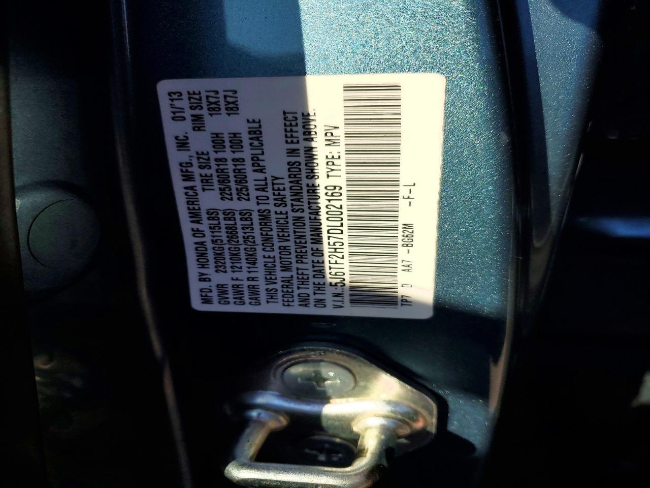 2013 Honda Crosstour VIN 5J6TF2H57DL002169 photo 12