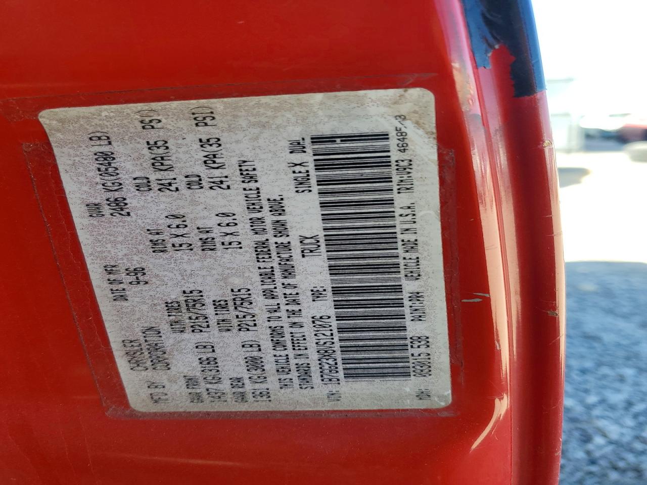 1997 Dodge Dakota VIN 1B7GG23X8VS121076 photo 12