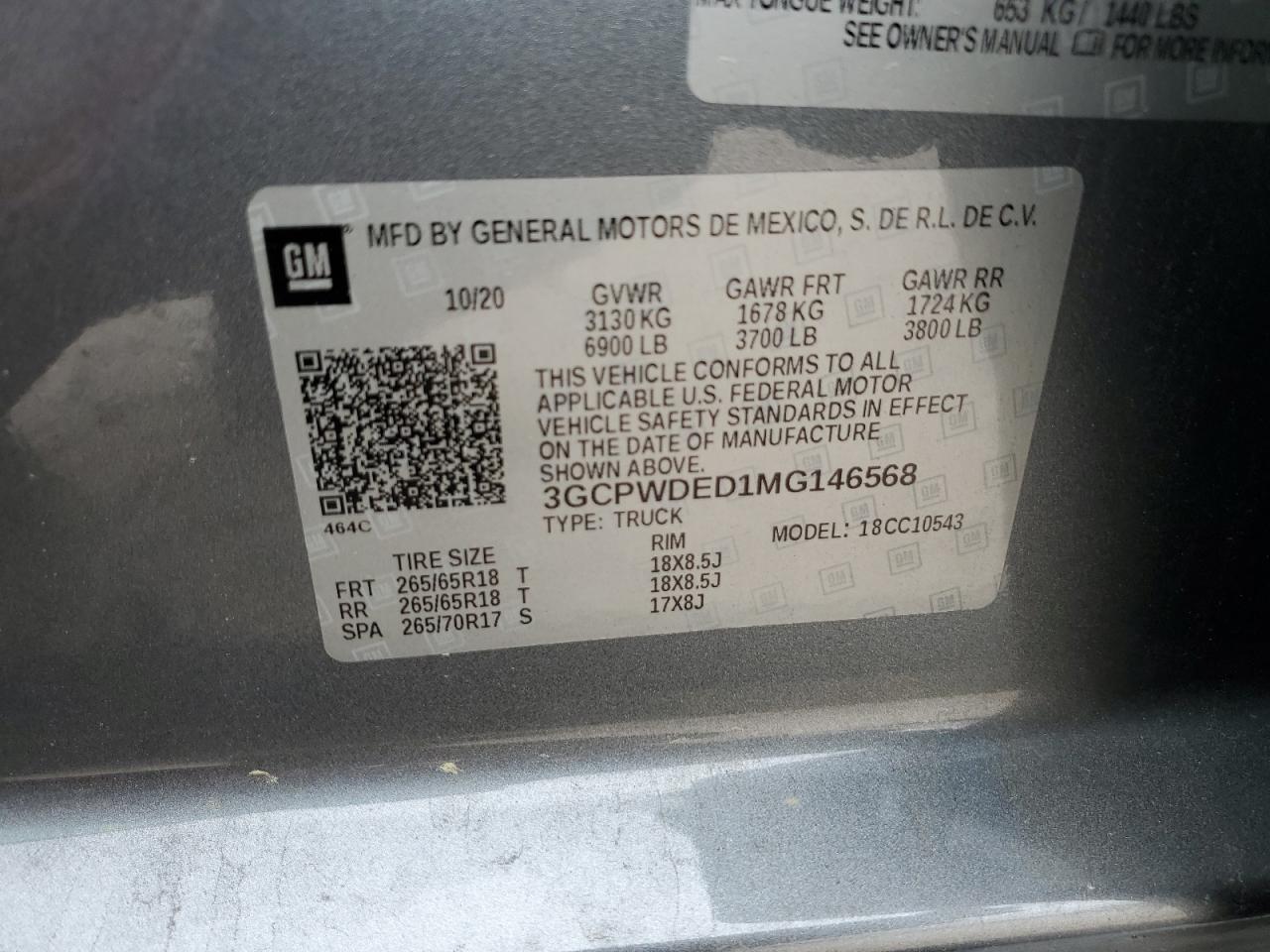 2021 Chevrolet All models VIN 3GCPWDED1MG146568 photo 12