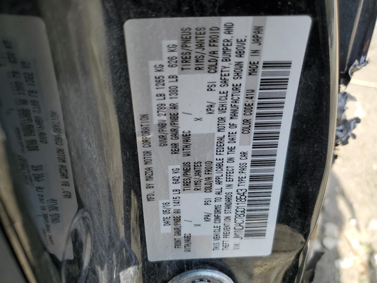 2016 Mazda Mx5 VIN JM1NDAC78G0118543 photo 12