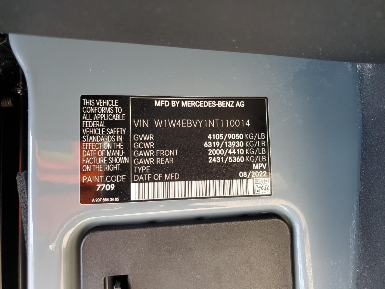2022 MERCEDES-BENZ Sprinter VIN W1W4EBVY1NT110014 photo 10