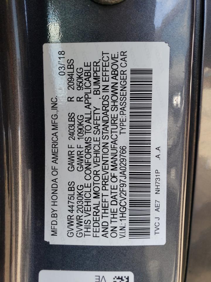 2018 Honda Accord VIN 1HGCV2F96JA013865 photo 12