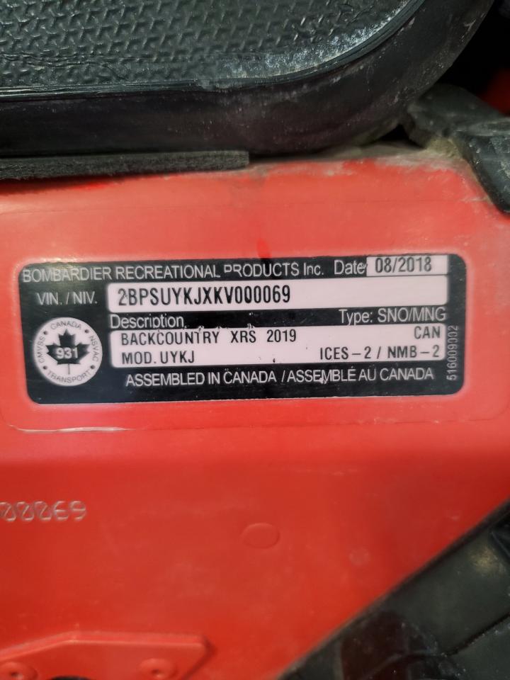 2019 SKI DOO RENEGADE VIN 2BPSUYKJXKV000069 photo 10