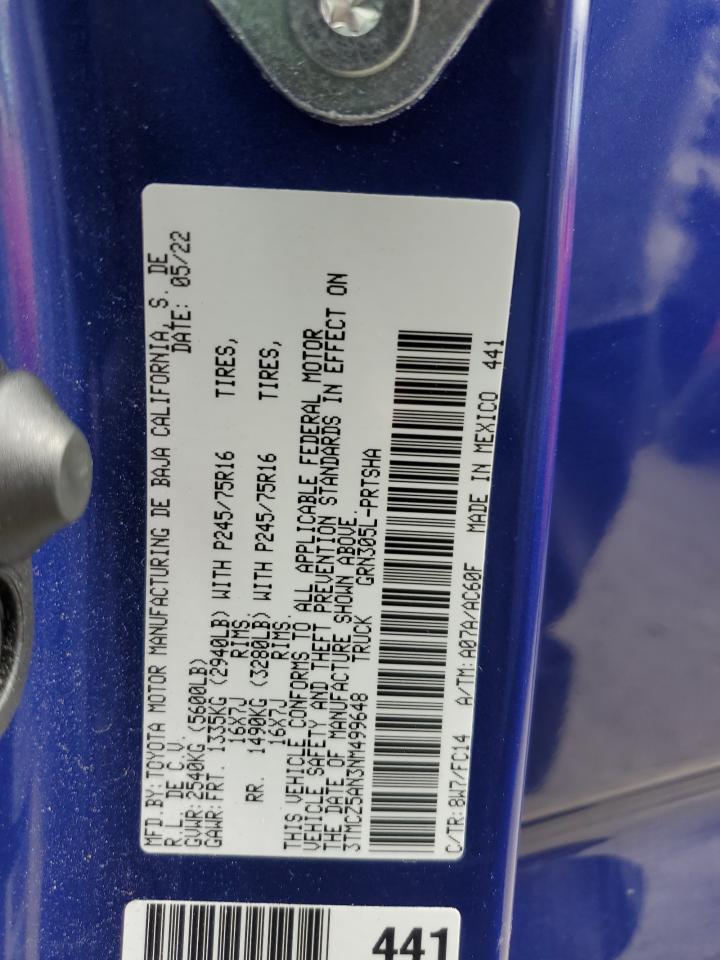 2022 TOYOTA Tacoma VIN 3TMCZ5AN3NM499648 photo 12