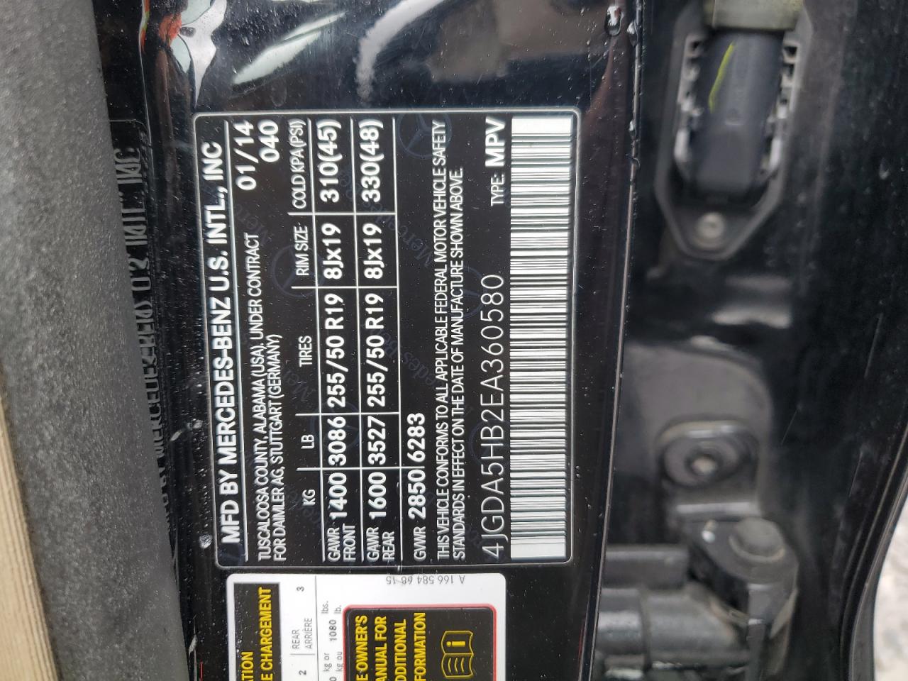 2014 Mercedes-Benz M-class VIN 4JGDA5HB2EA360580 photo 12