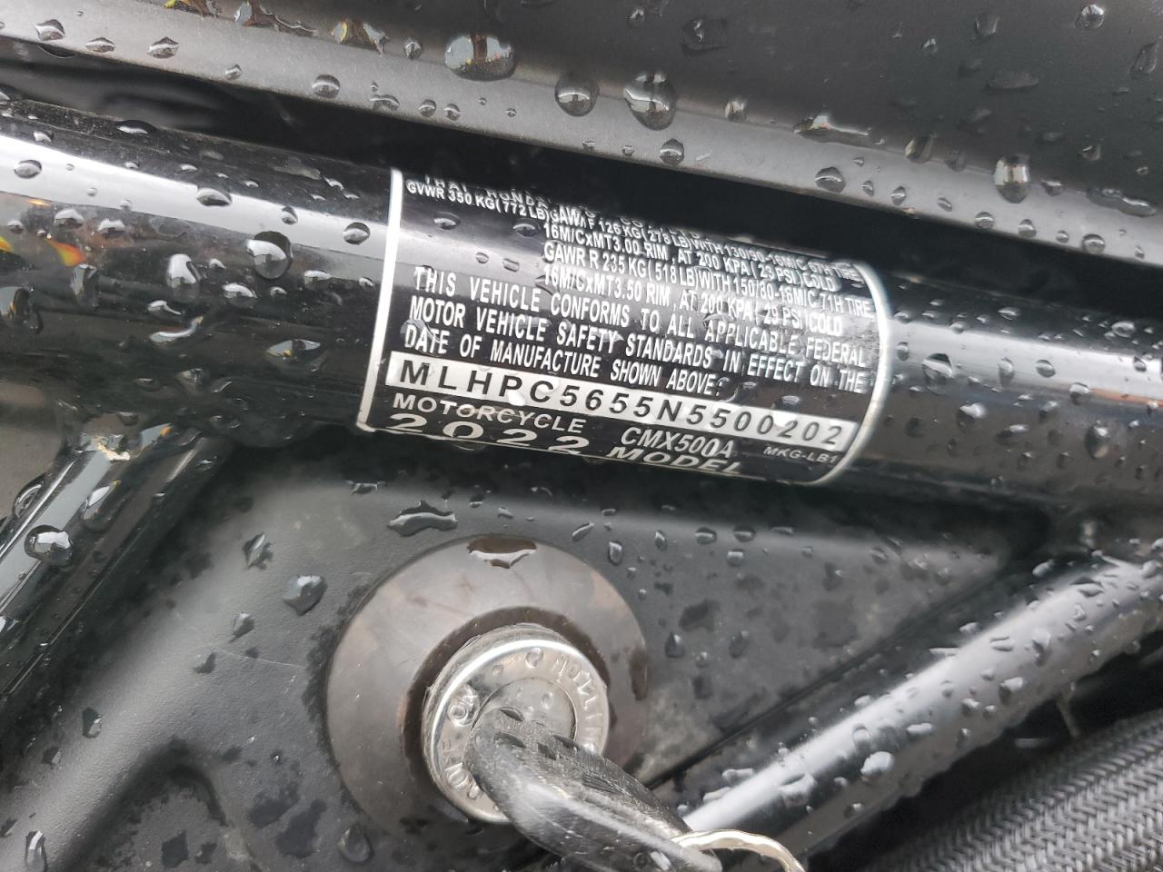 2022 HONDA Cm cycle VIN MLHPC5655N5500202 photo 9