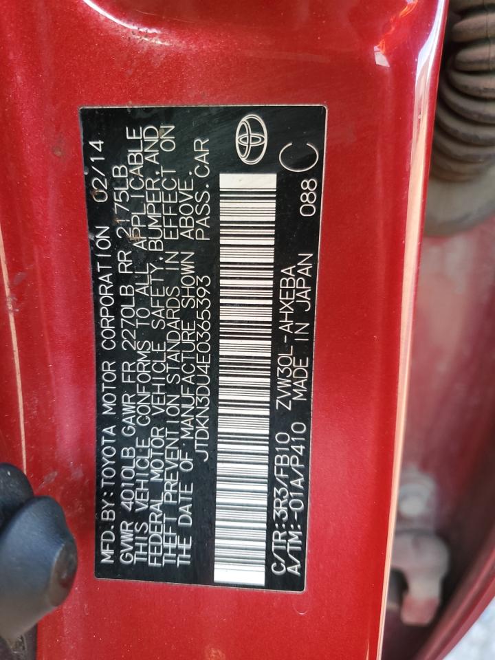 2014 TOYOTA Prius VIN JTDKN3DU4E0365393 photo 12
