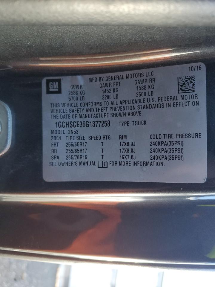 2016 Chevrolet Colorado VIN 1GCHSCE36G1377258 photo 12