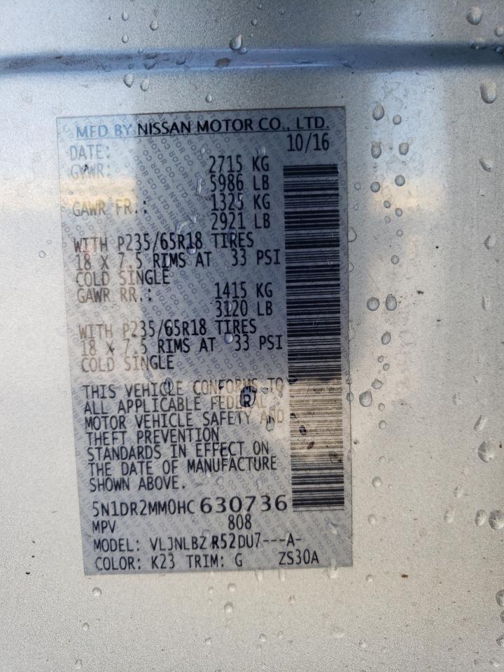 2017 NISSAN Pathfinder VIN 5N1DR2MM0HC630736 photo 12