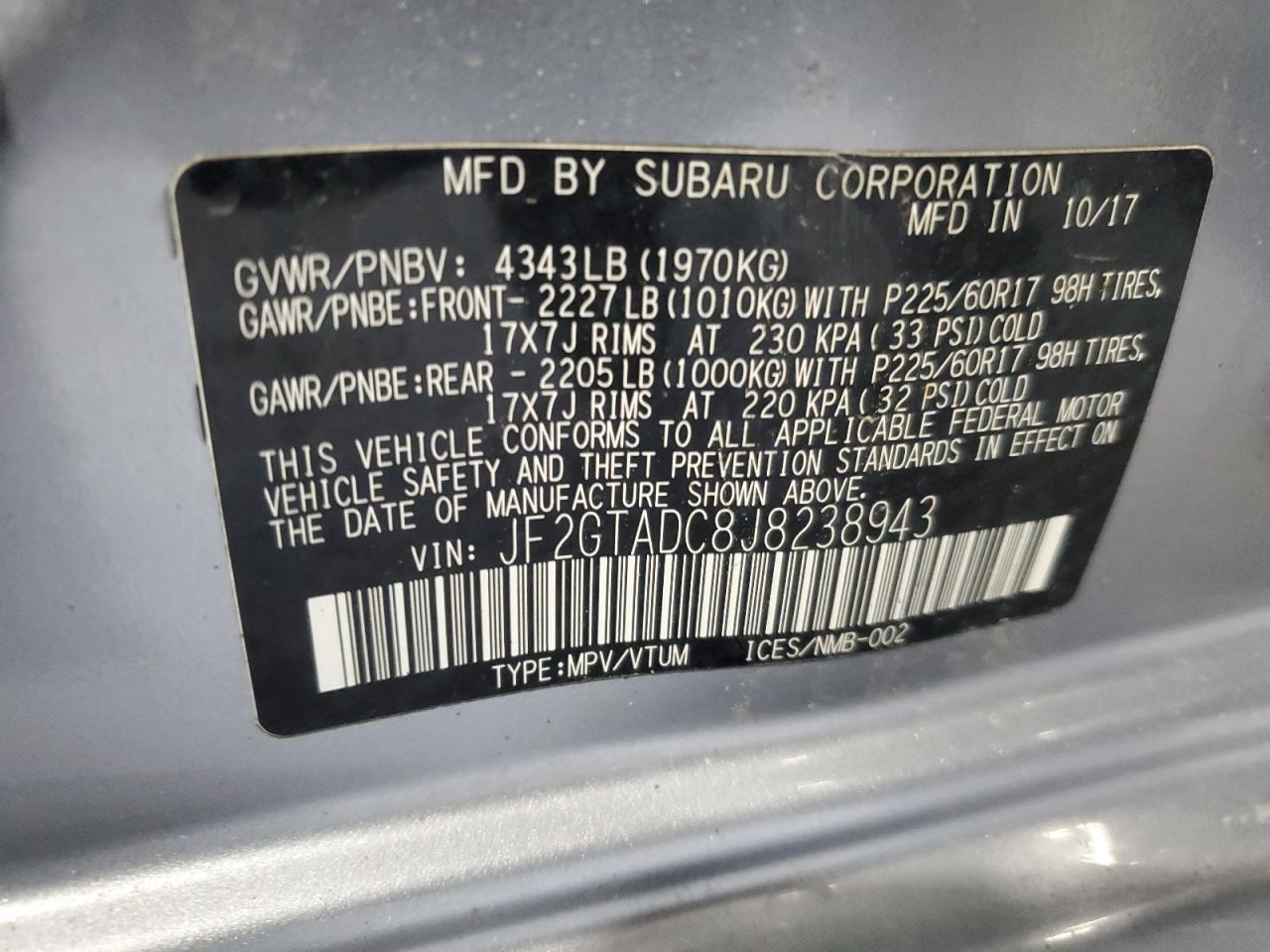 2018 SUBARU Crosstrek VIN JF2GTADC8J8238943 photo 12