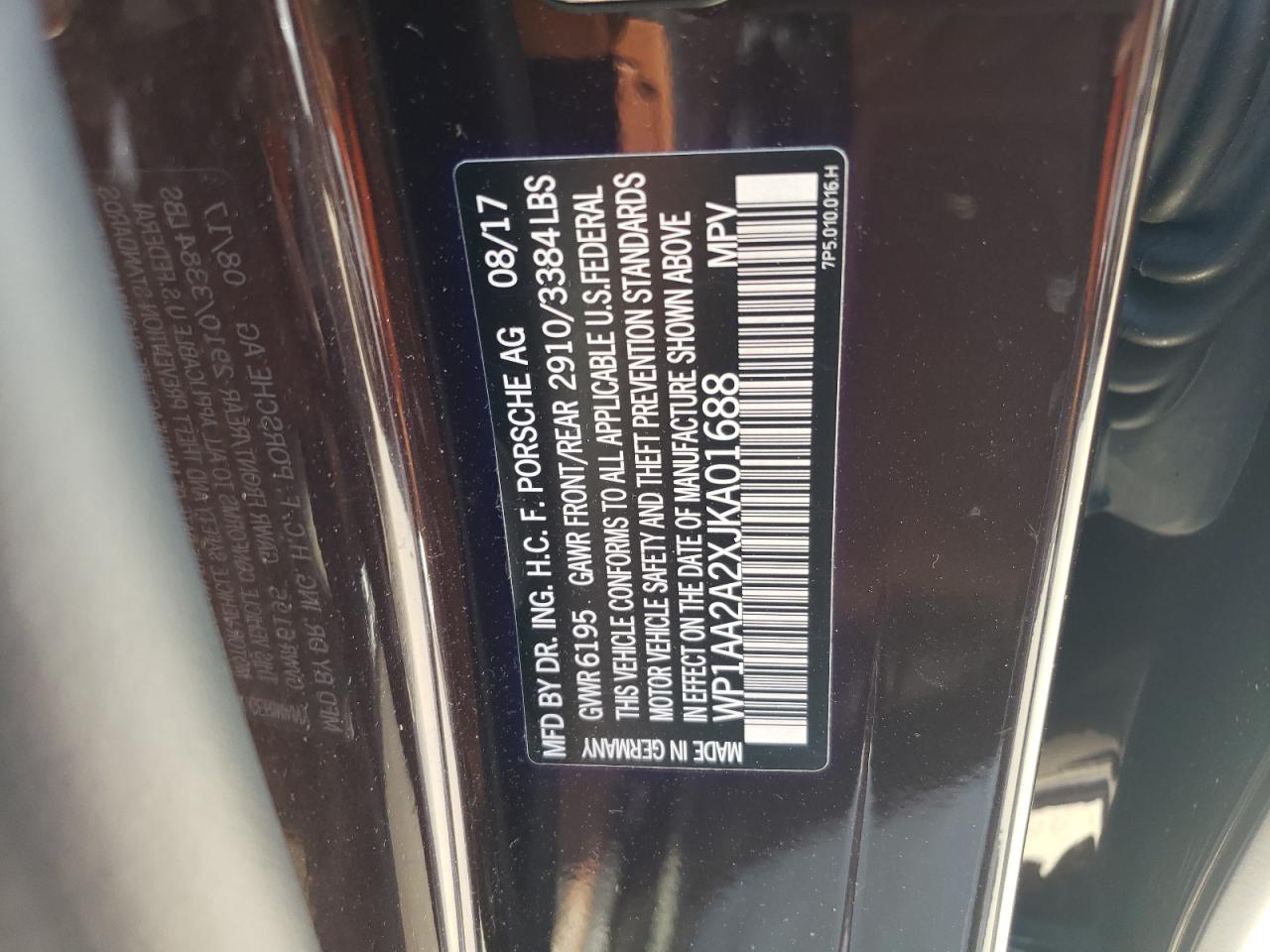 2018 PORSCHE Cayenne VIN WP1AA2A2XJKA01688 photo 12