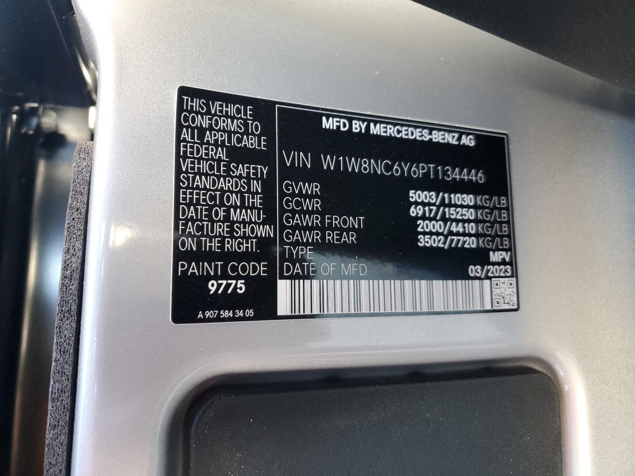 2023 MERCEDES-BENZ Sprinter VIN W1W8NC6Y6PT134446 photo 10