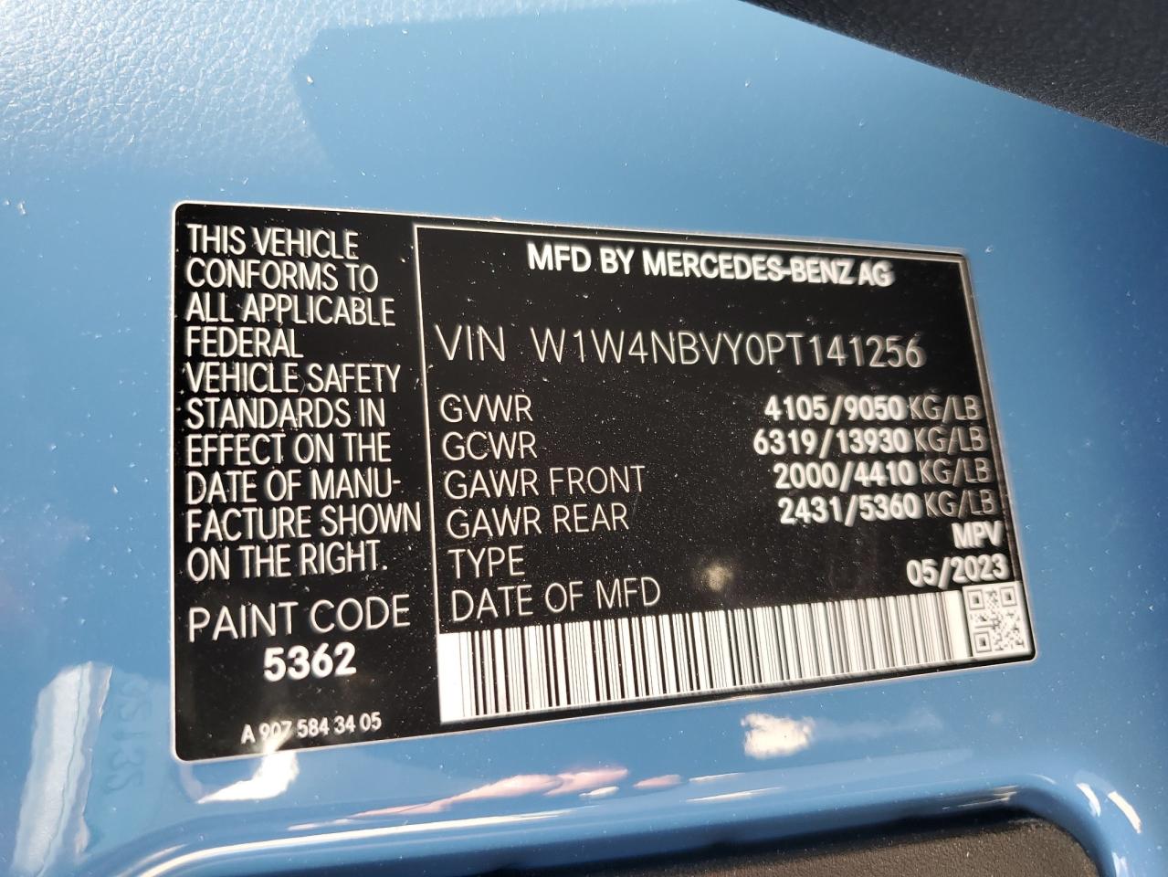 2023 MERCEDES-BENZ Sprinter VIN W1W4NBVY0PT141256 photo 10