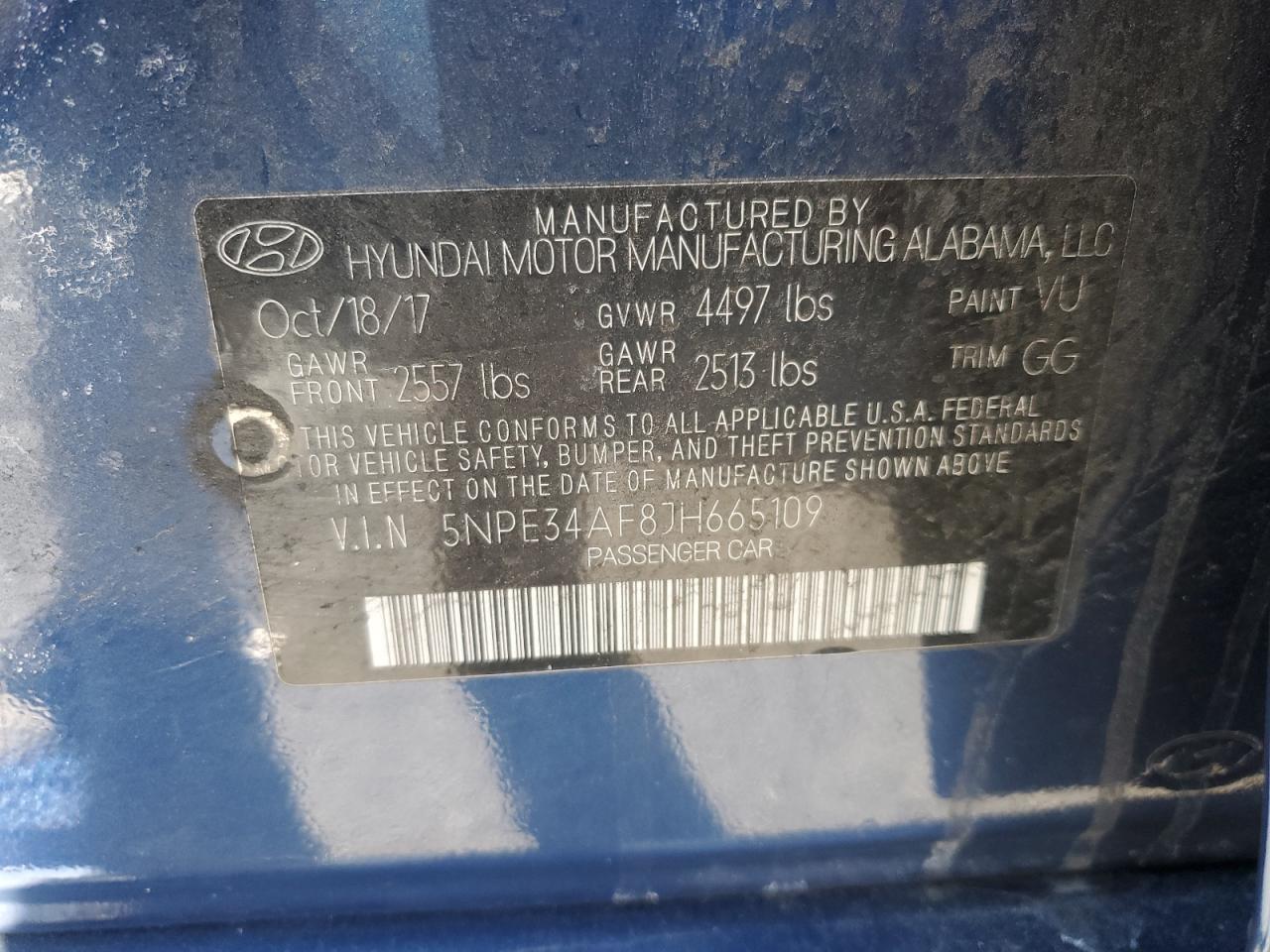 2018 HYUNDAI Sonata VIN 5NPE34AF8JH665109 photo 12