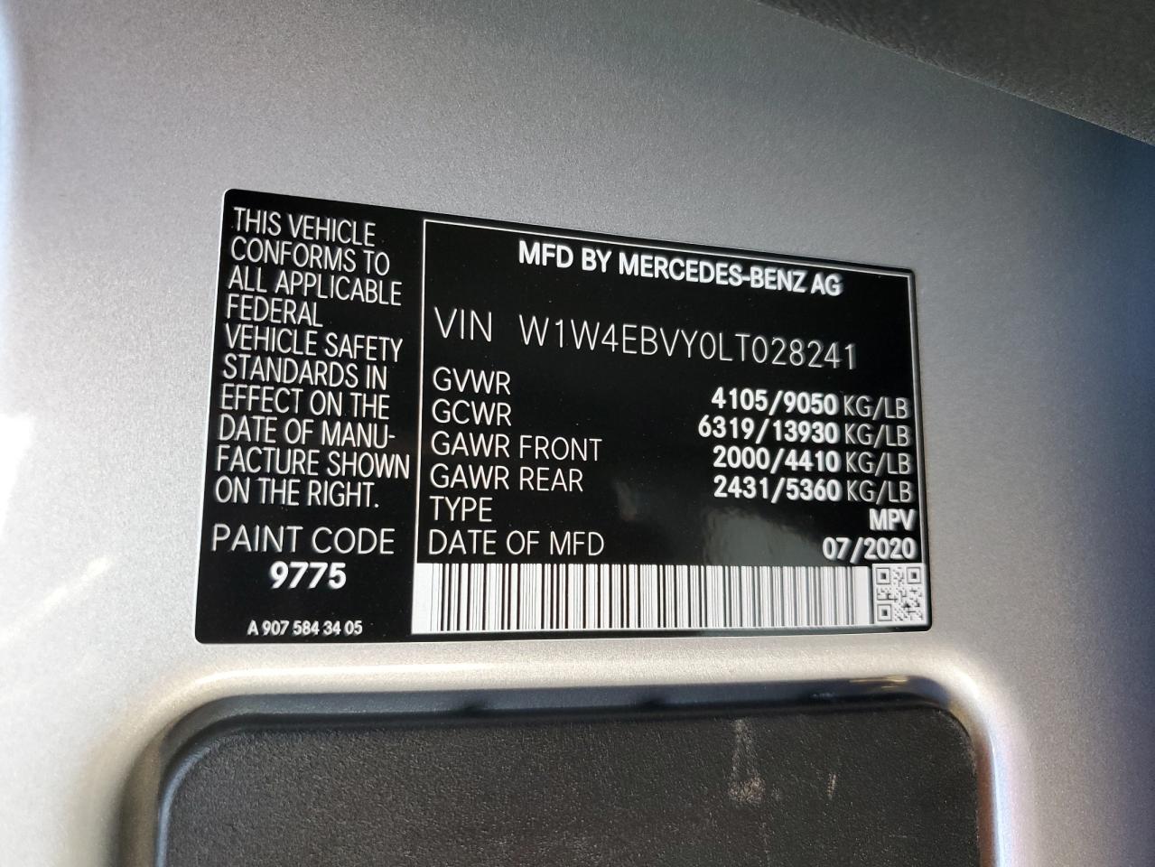 2020 MERCEDES-BENZ Sprinter VIN W1W4EBVY0LT028241 photo 10