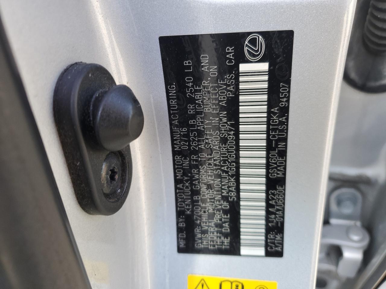 2016 Lexus ES350 VIN 58ABK1GG1GU009471 photo 12