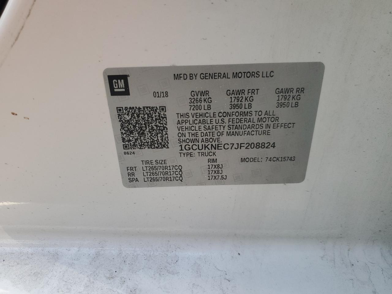 2018 Chevrolet All models VIN 1GCUKNEC7JF208824 photo 12