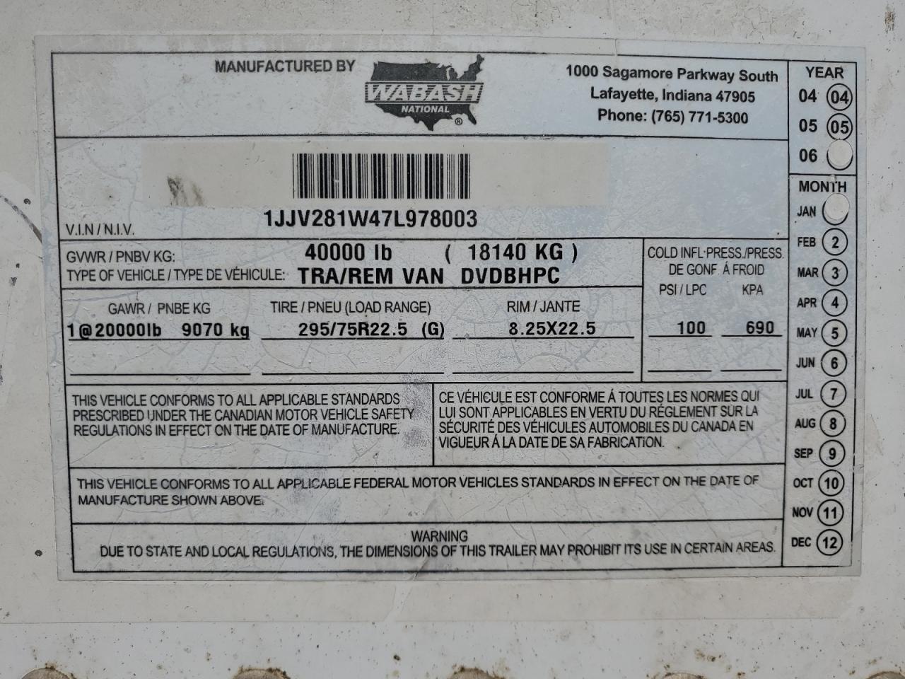 2007 WABASH All models VIN 1JJV281W47L978003 photo 10