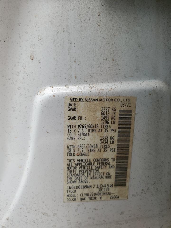 2021 NISS Frontier VIN 1N6ED0EB9MN710458 photo 12