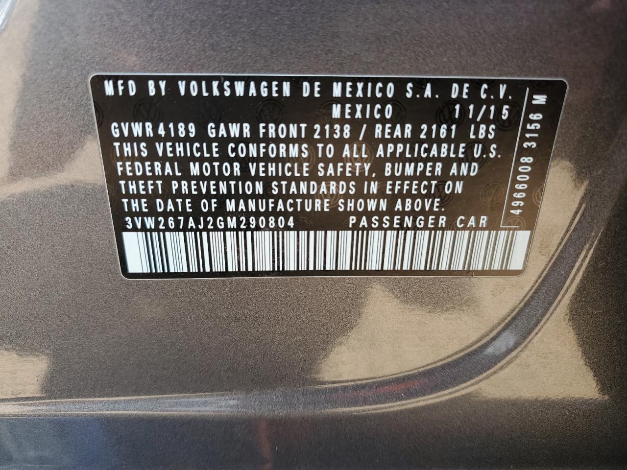 2016 VOLKSWAGEN Jetta s VIN 3VW267AJ2GM290804 photo 12