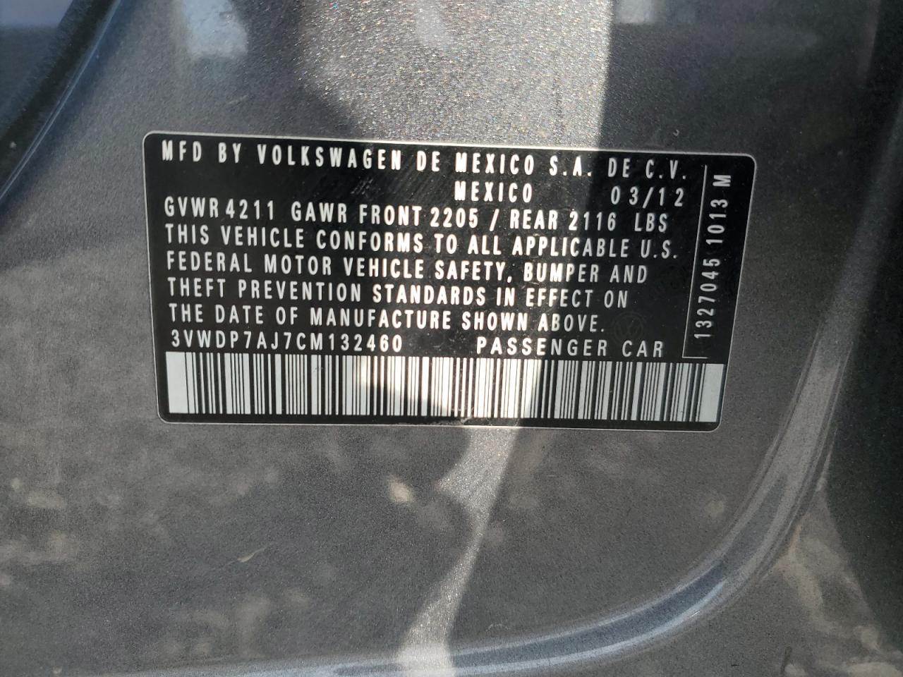 2012 Volkswagen Jetta VIN 3VWDP7AJ7CM132460 photo 12