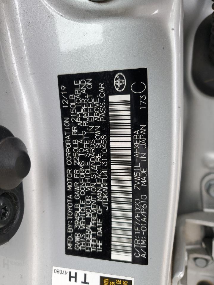 2020 Toyota Prius VIN JTDKARFU4L3110458 photo 12