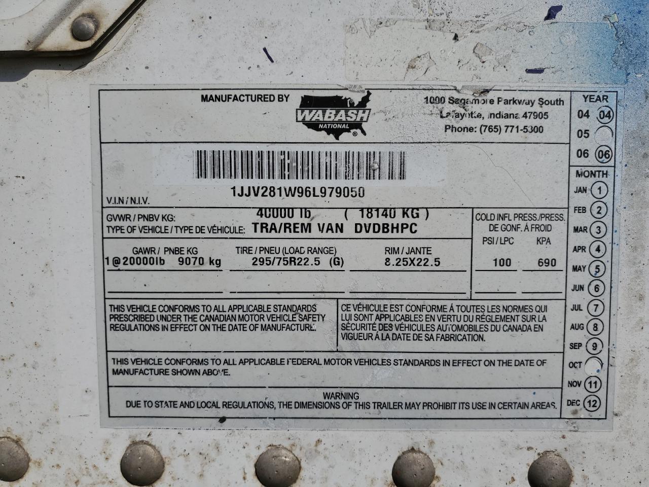 2006 WABA Dry van tr VIN 1JJV281W96L979050 photo 10