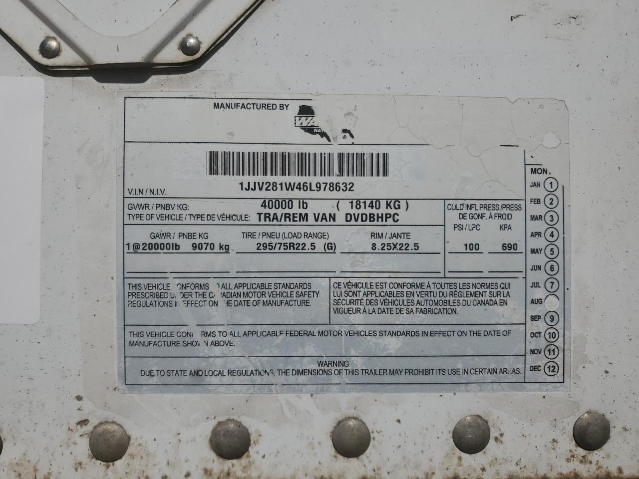 2006 WABA Dry van tr VIN 1JJV281W46L978632 photo 10