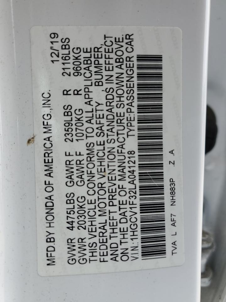 2020 HONDA Accord VIN 1HGCV1F32LA041218 photo 12