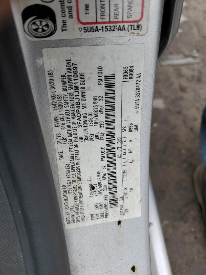 2018 Ford Fiesta VIN 3FADP4BJ1JM110697 photo 12