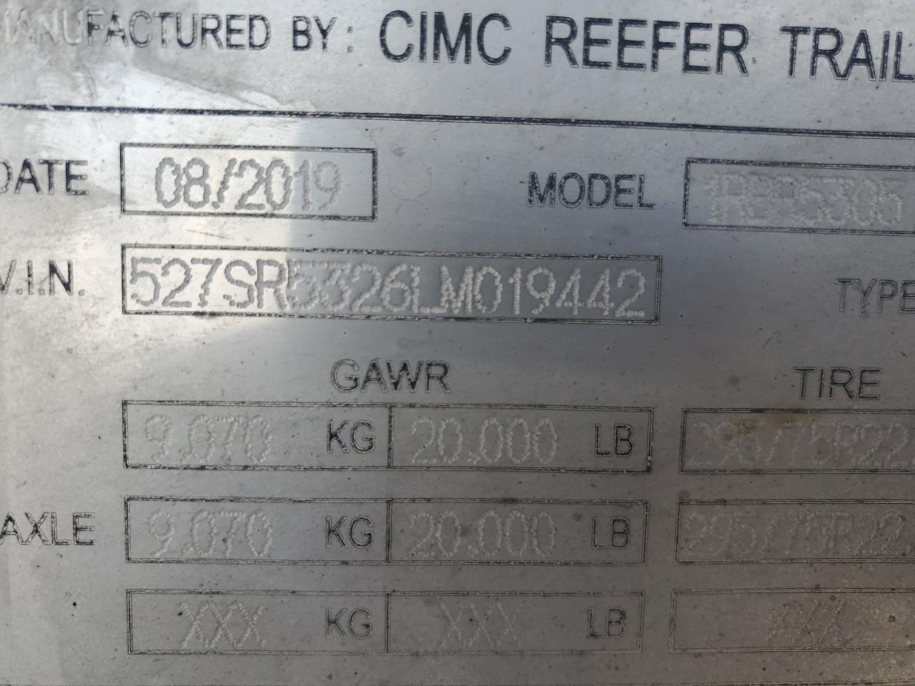 2020 CIMC Reefer trl VIN 527SR5326LM019442 photo 10