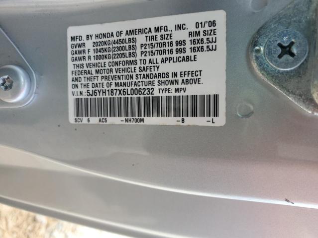 2006 HONDA Element VIN 5J6YH187X6L006232 photo 12