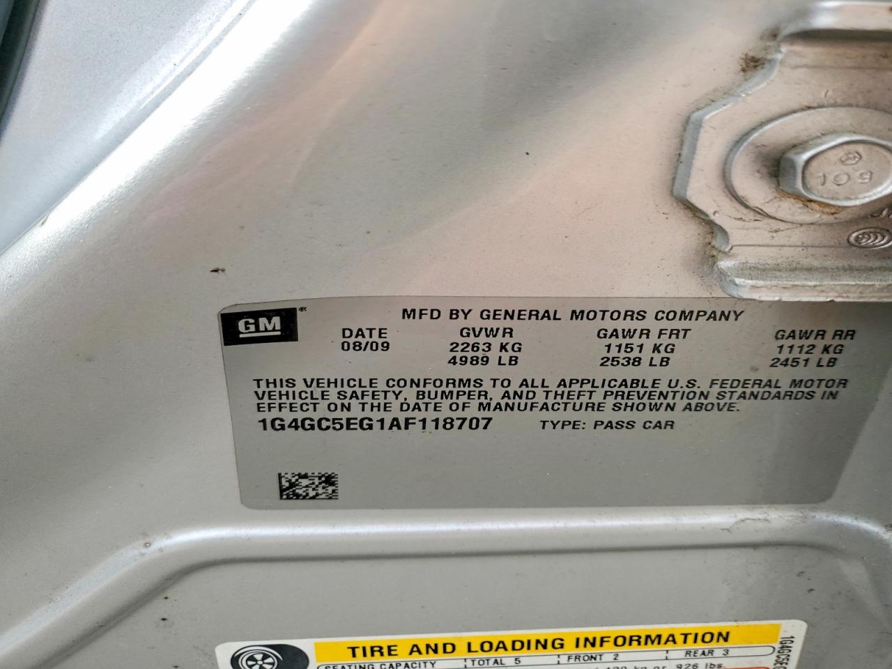 2010 Buick Lacrosse VIN 1G4GC5EG1AF118707 photo 12