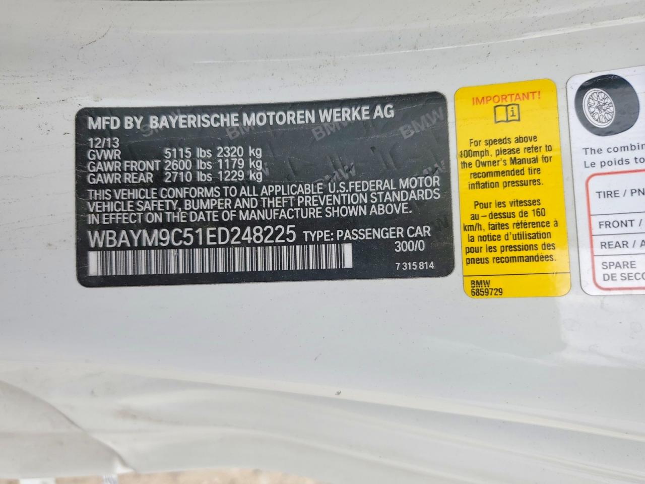2014 BMW 6 series VIN WBAYM9C51ED248225 photo 12