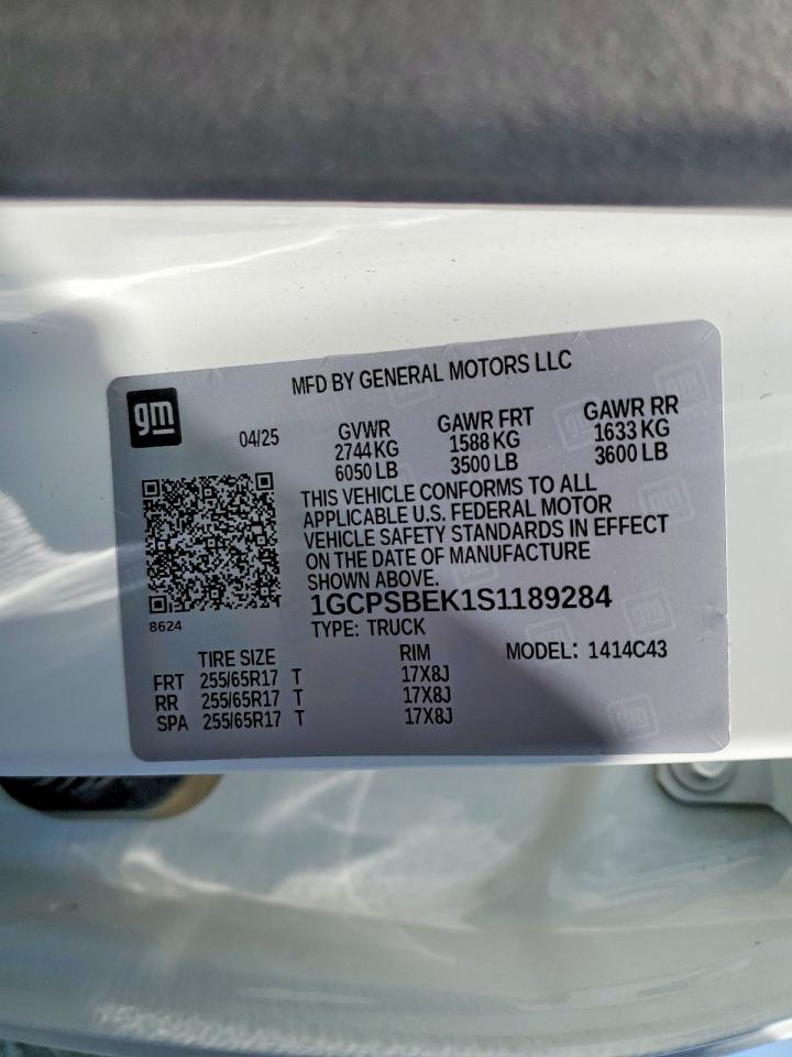 2025 Chevrolet Colorado VIN 1GCPSBEK1S1189284 photo 12