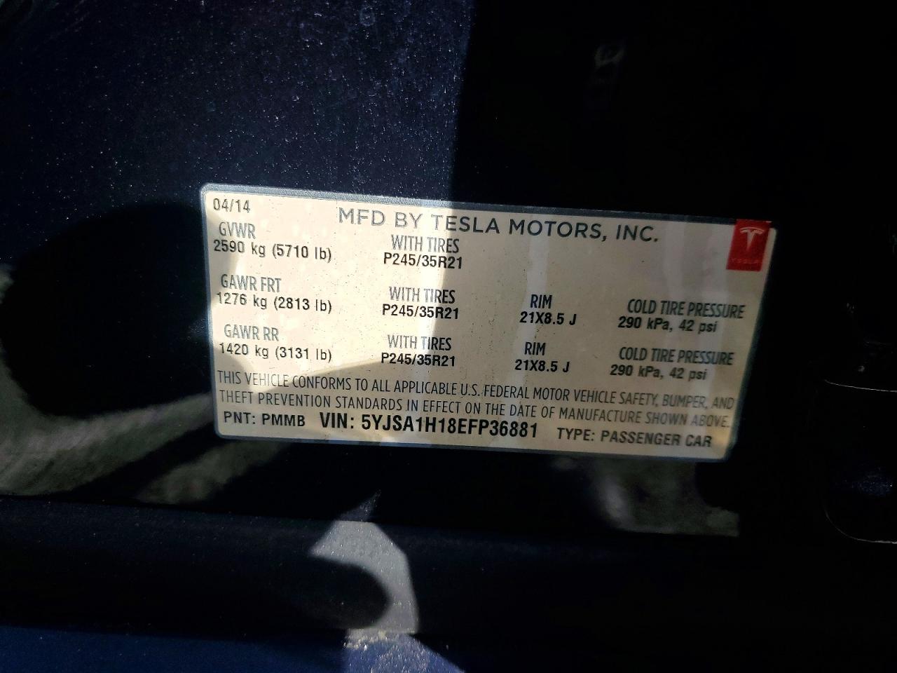 2014 Tesla Model s VIN 5YJSA1H18EFP36881 photo 12