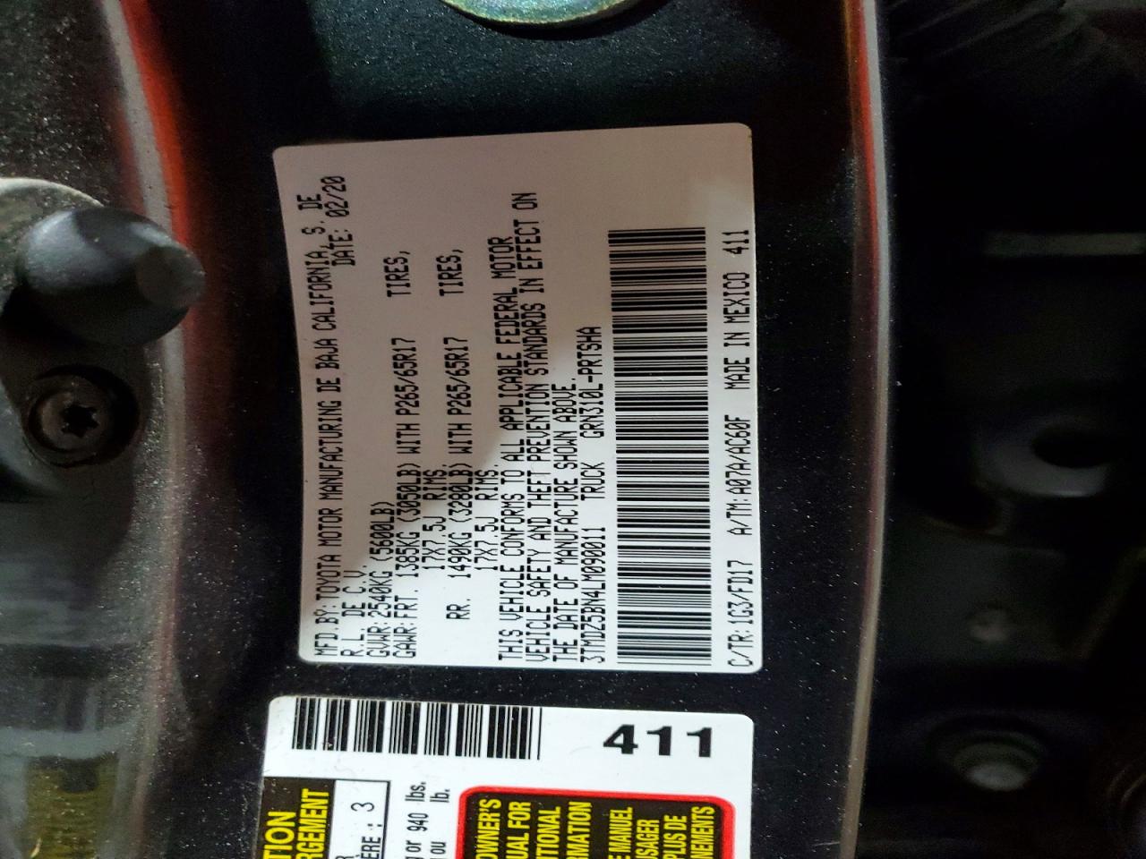 2020 Toyota Tacoma trd VIN 3TMDZ5BN4LM090011 photo 12