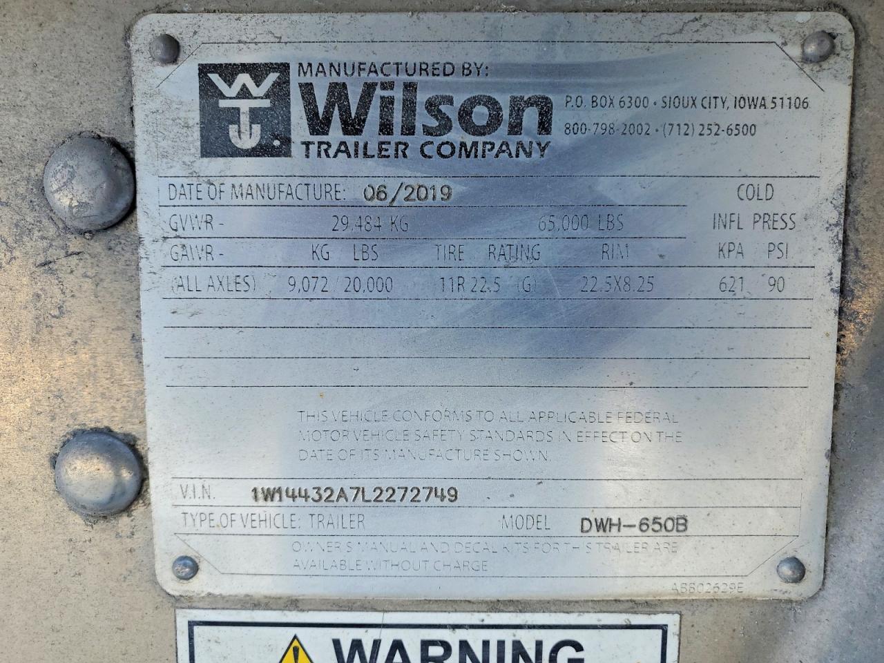 2020 WILSON Trailer VIN 1W14432A7L2272749 photo 10