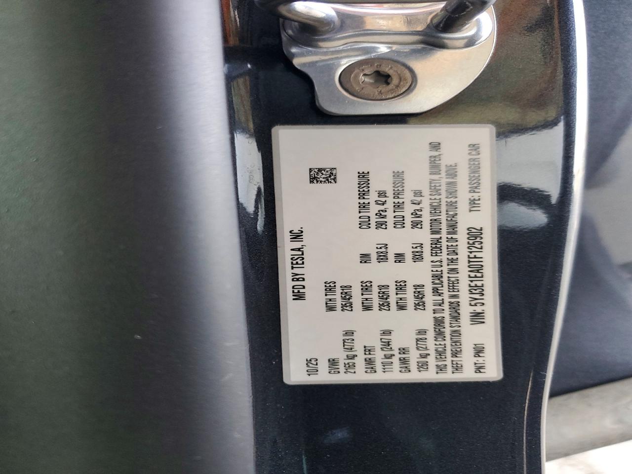 2026 Tesla Model 3 VIN 5YJ3E1EA0TF125902 photo 12