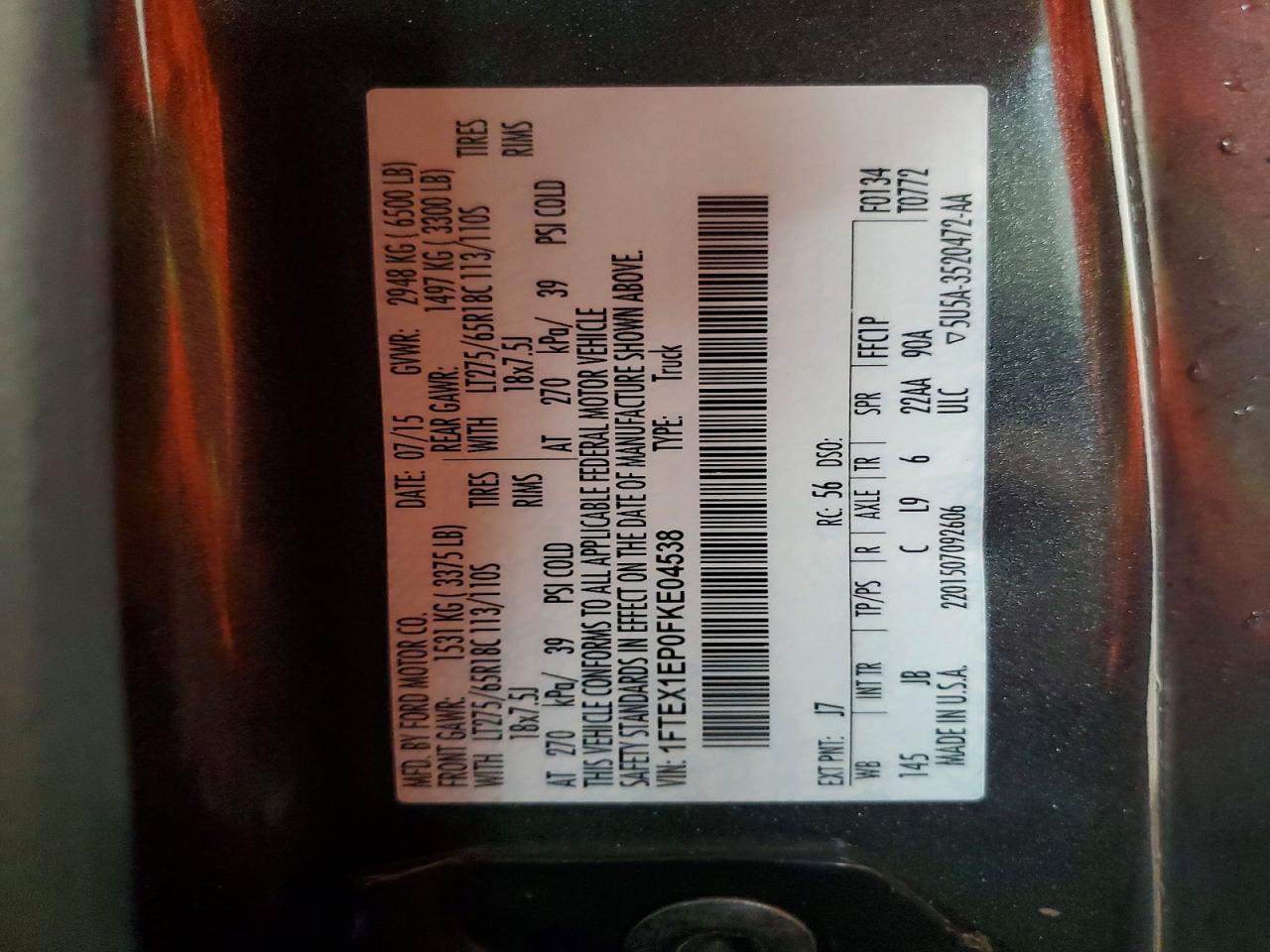 2015 Ford F150 VIN 1FTEX1EP0FKE04538 photo 12