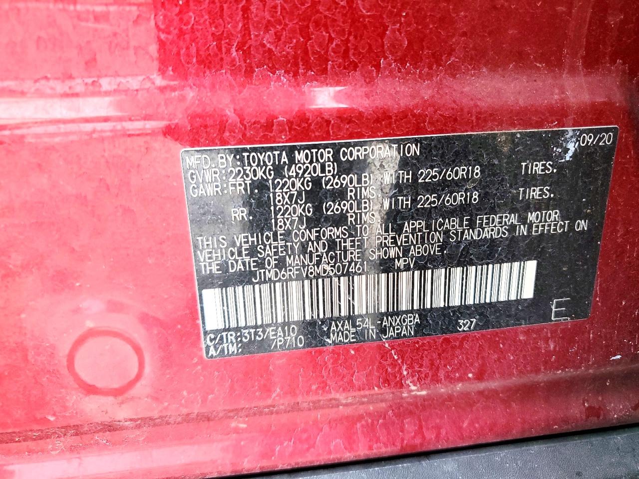 2021 Toyota Rav4 VIN JTMD6RFV8MD507461 photo 12