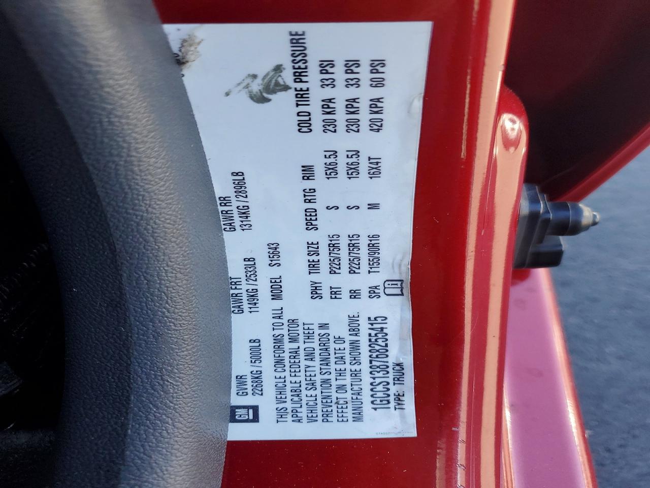2006 CHEV Colorado VIN 1GCCS138768255415 photo 12