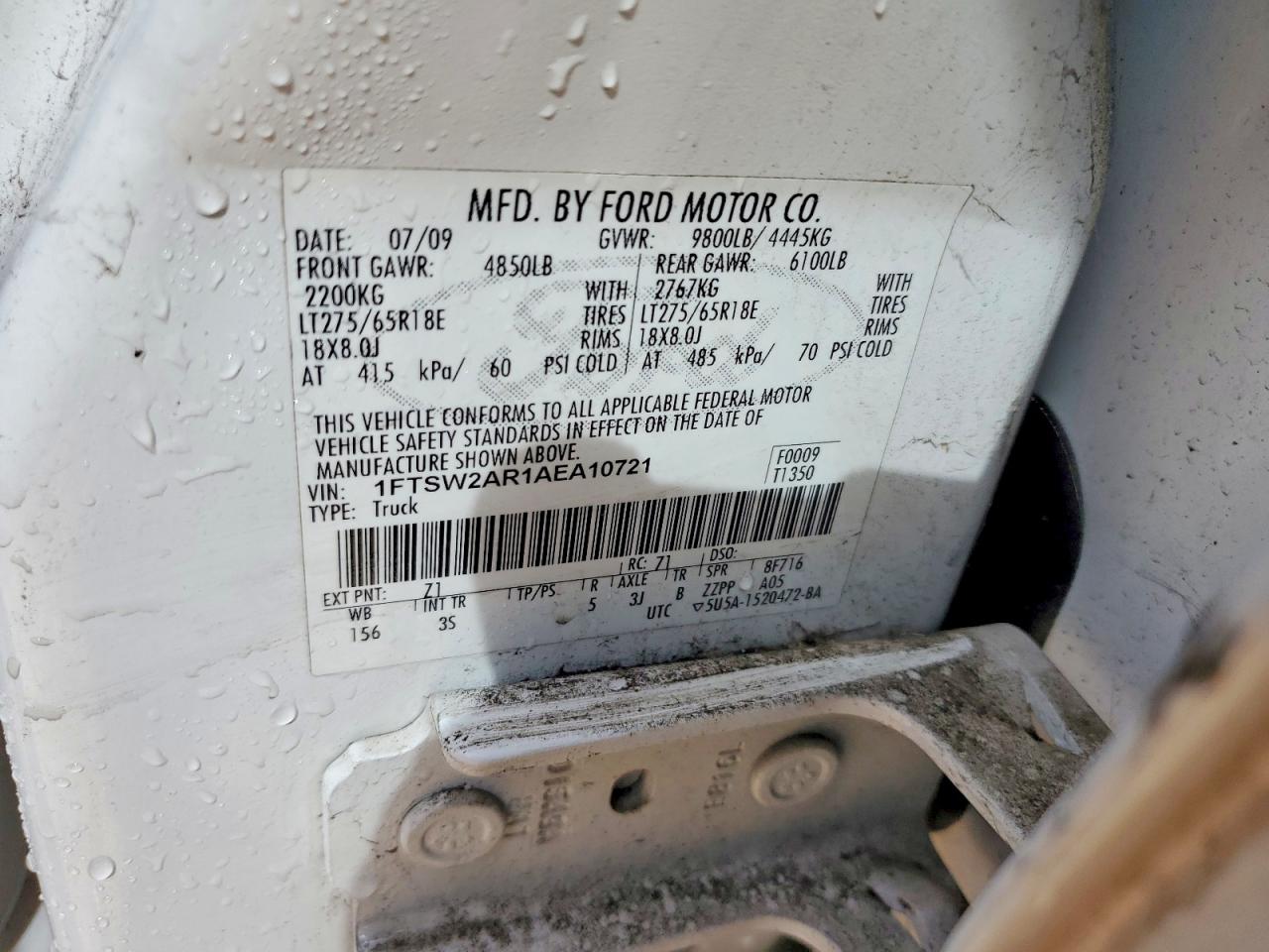 2010 Ford F250 VIN 1FTSW2AR1AEA10721 photo 12