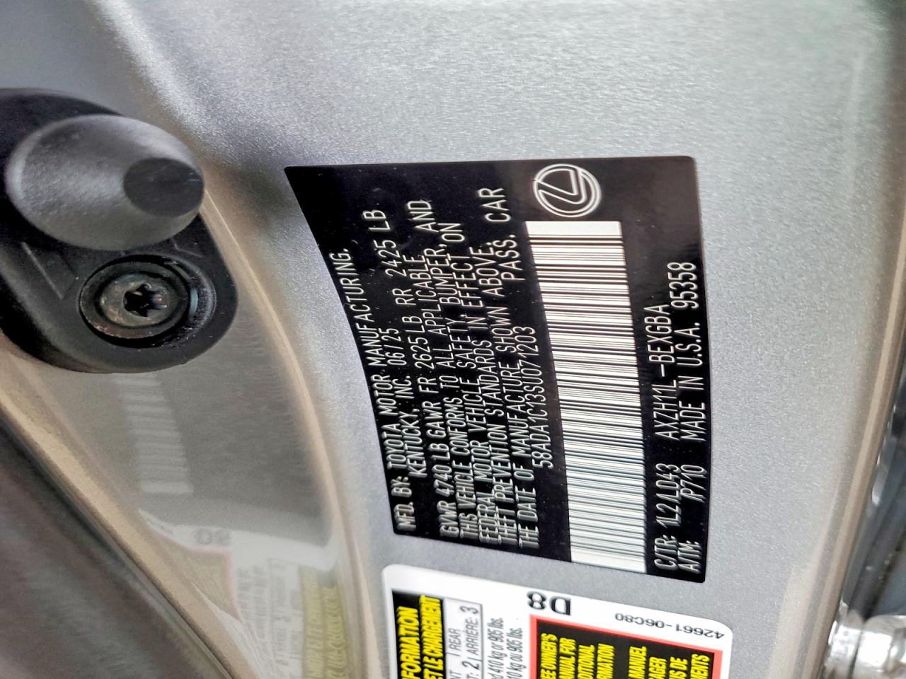 2025 Lexus Es300 VIN 58ADA1C13SU071203 photo 12