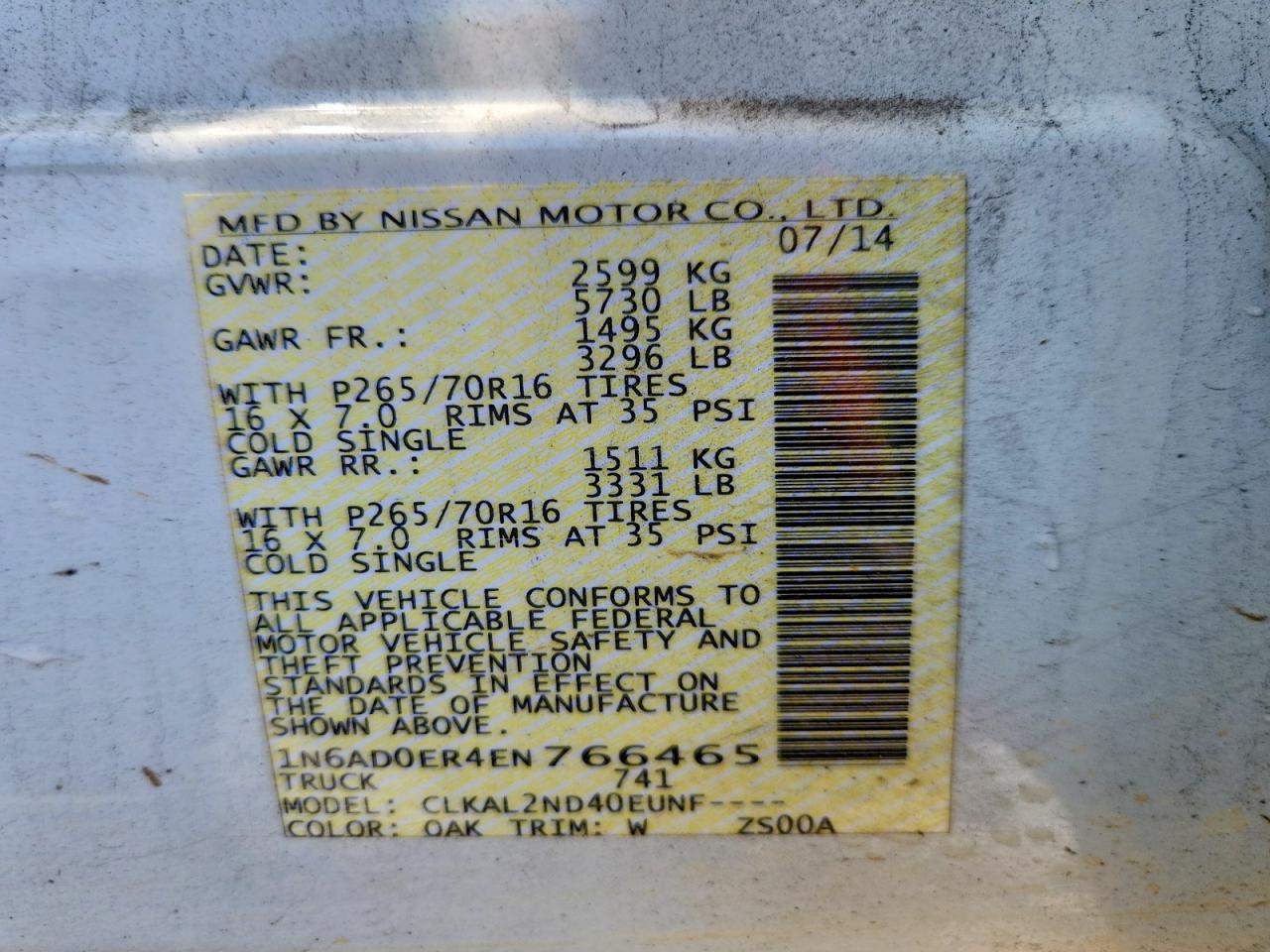 2014 Nissan Frontier VIN 1N6AD0ER4EN766465 photo 12